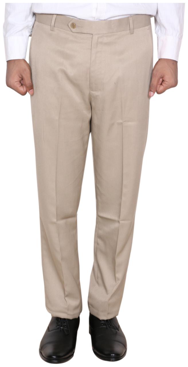 

Indiweaves Men Solid Regular Fit Formal Trouser - Beige