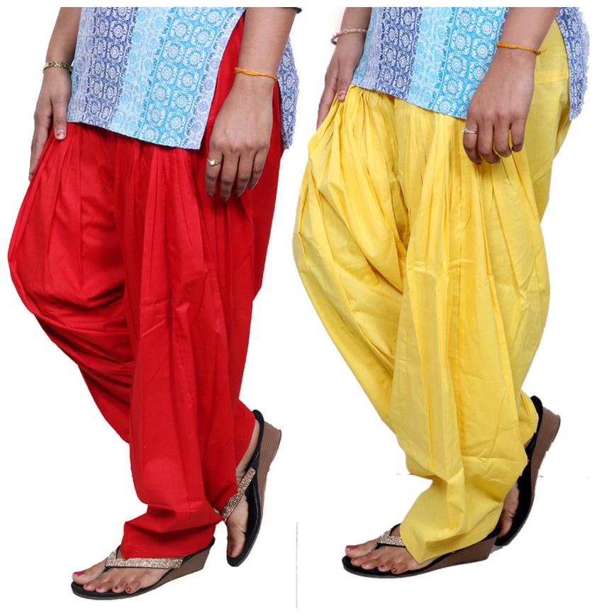 

IndiWeaves Red And Yellow Pack Of 2 Salwar