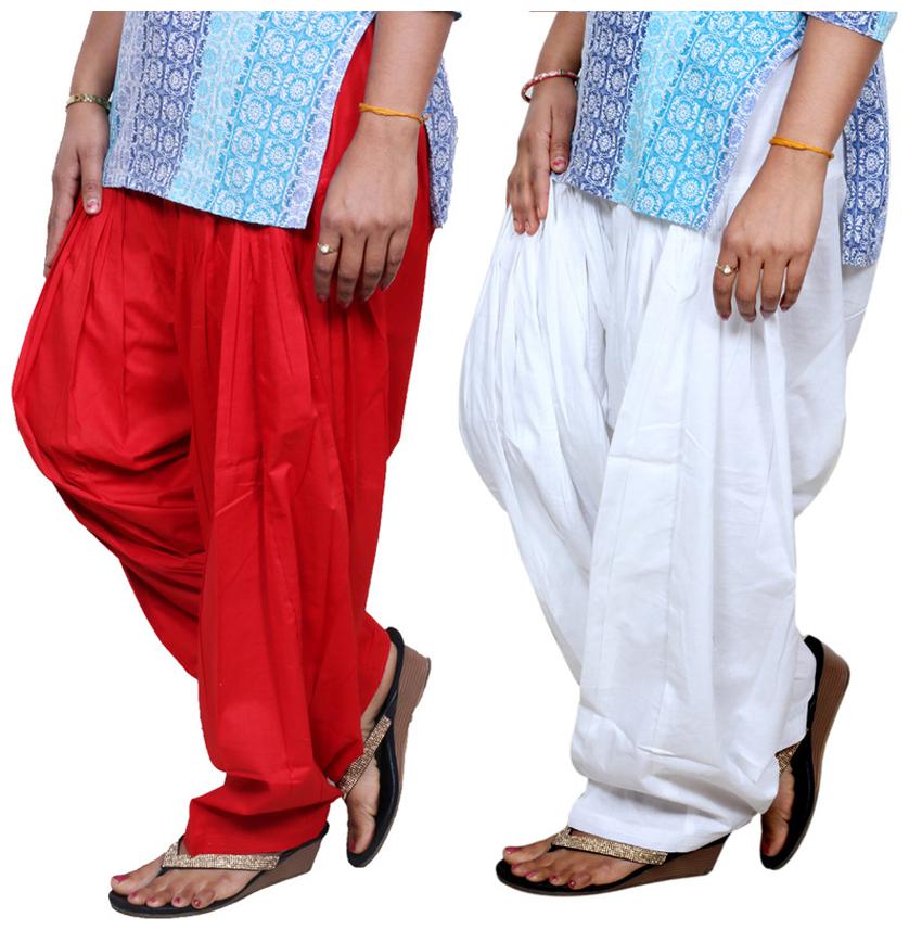 

IndiWeaves Red And White Pack Of 2 Salwar