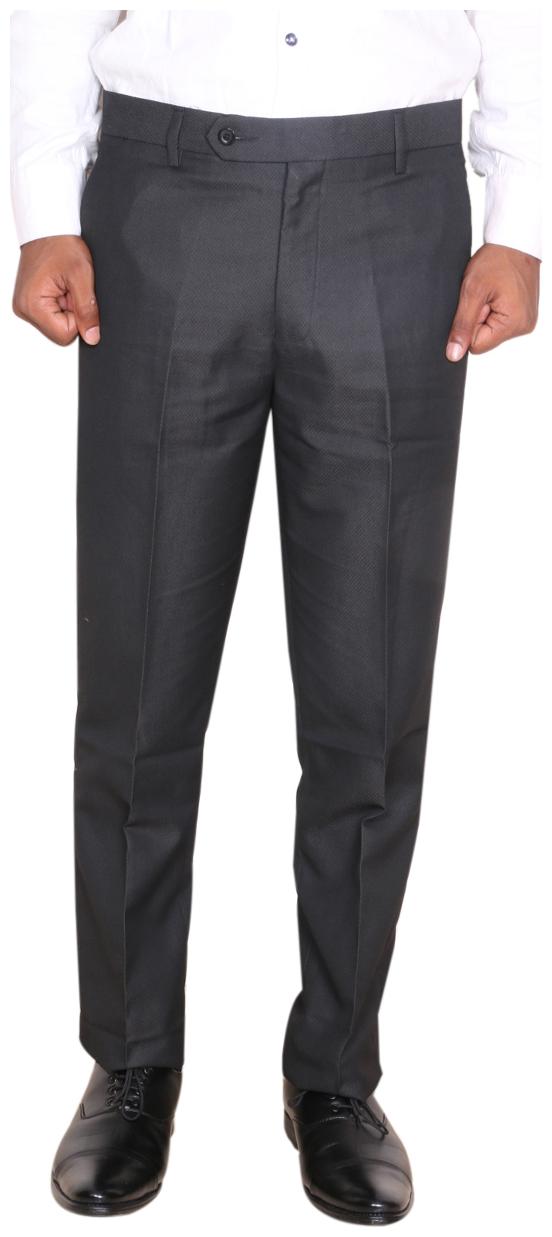 

Indiweaves Men Solid Regular Fit Formal Trouser - Black