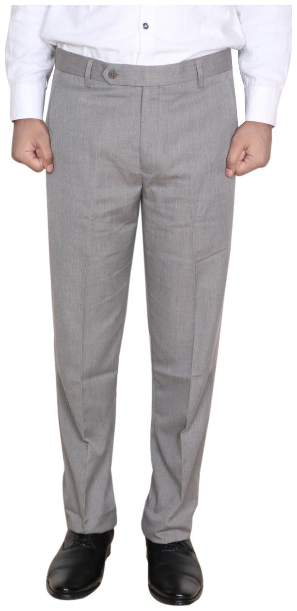 

Indiweaves Men Solid Regular Fit Formal Trouser - Grey