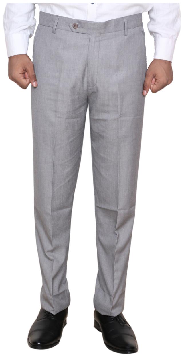 

Indiweaves Men Solid Regular Fit Formal Trouser - Grey