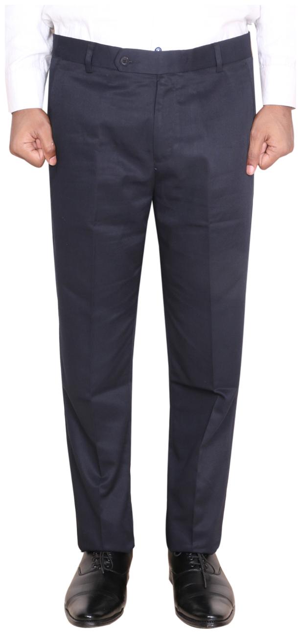 

Indiweaves Men Solid Regular Fit Formal Trouser - Blue