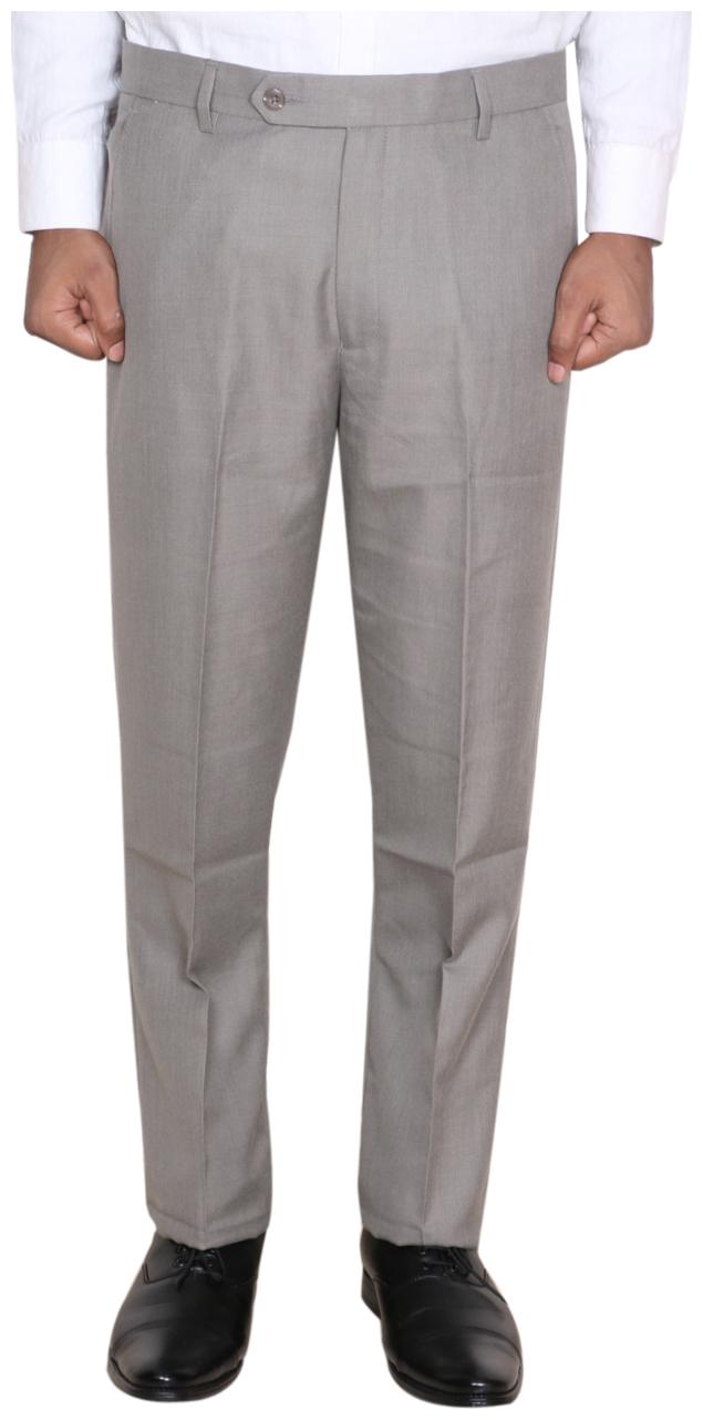 

Indiweaves Men Solid Regular Fit Formal Trouser - Grey