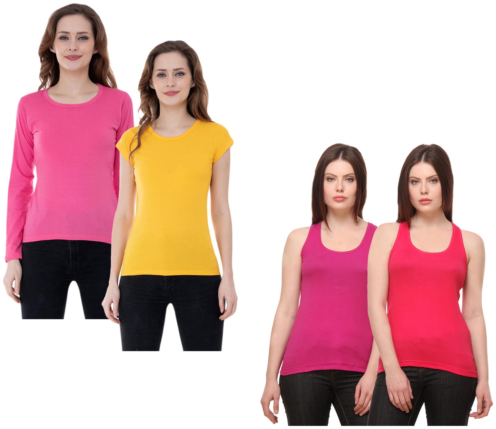 

Indiweaves Women Multi Regular fit Round neck Cotton Tank top