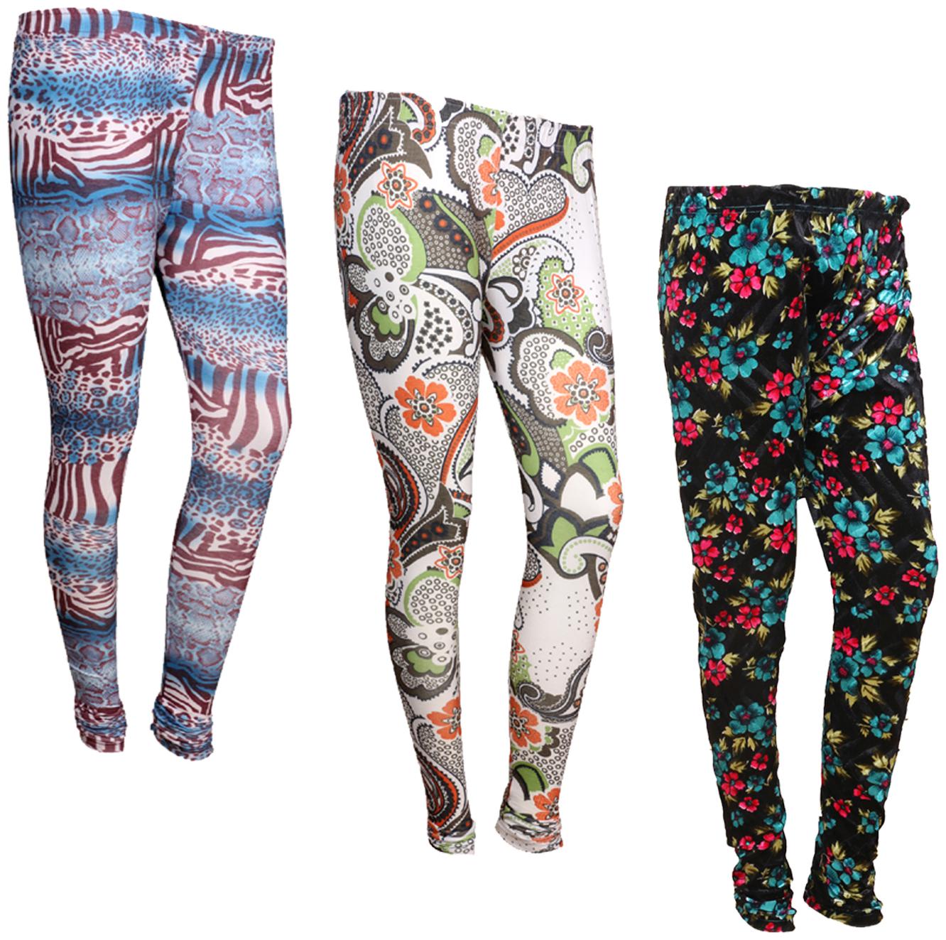 

IndiWeaves Women Cotton Printed Legging and Velvet Printed Leggings (Pack of 3)