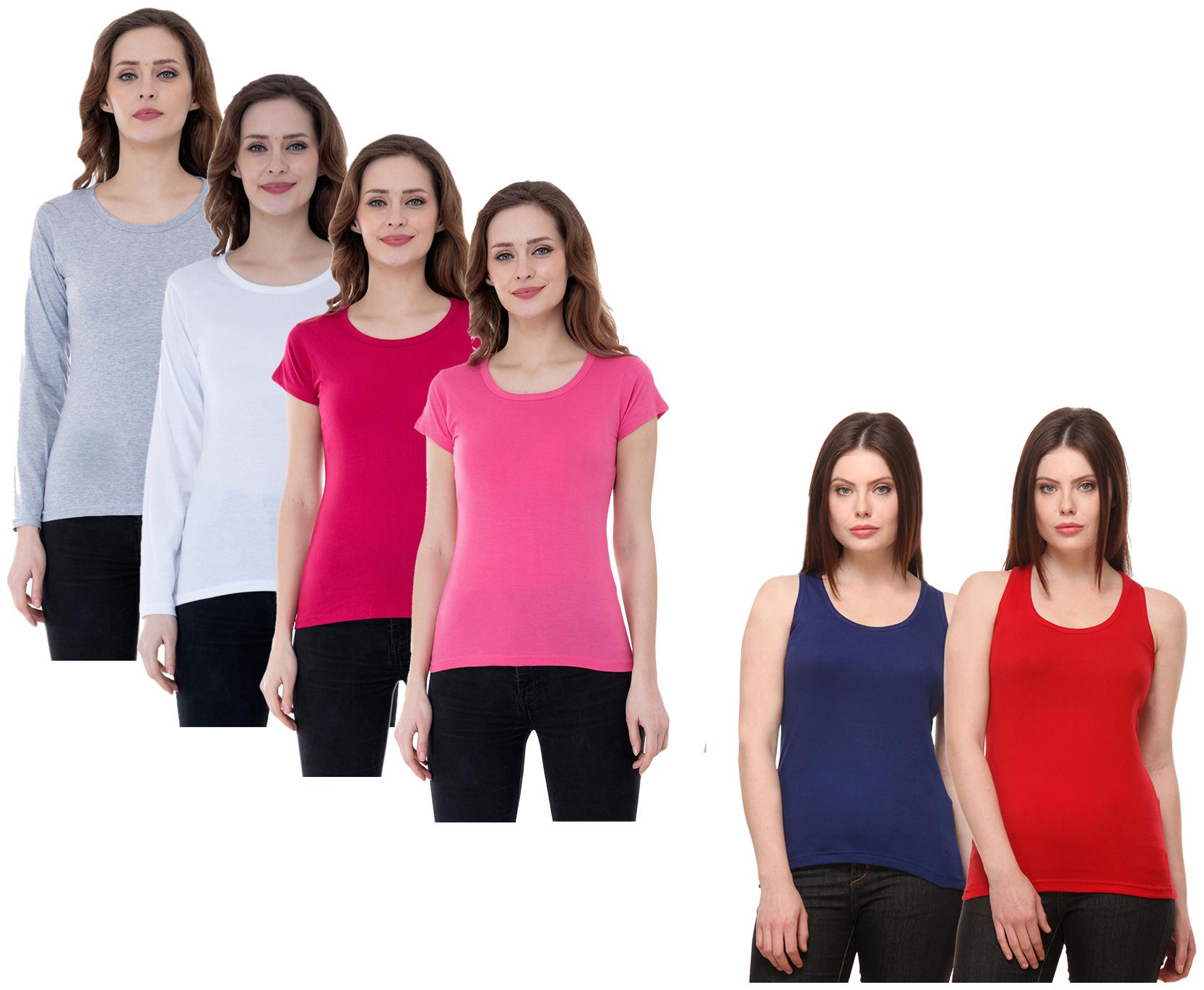 

Indiweaves Women Multi Regular fit Round neck Cotton Tank top