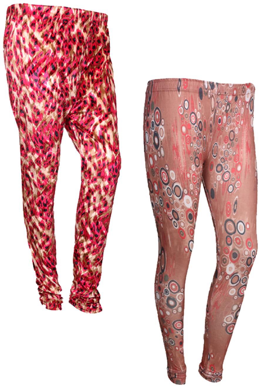 

IndiWeaves Women Cotton Printed Legging and Velvet Printed Leggings (Pack of 2)