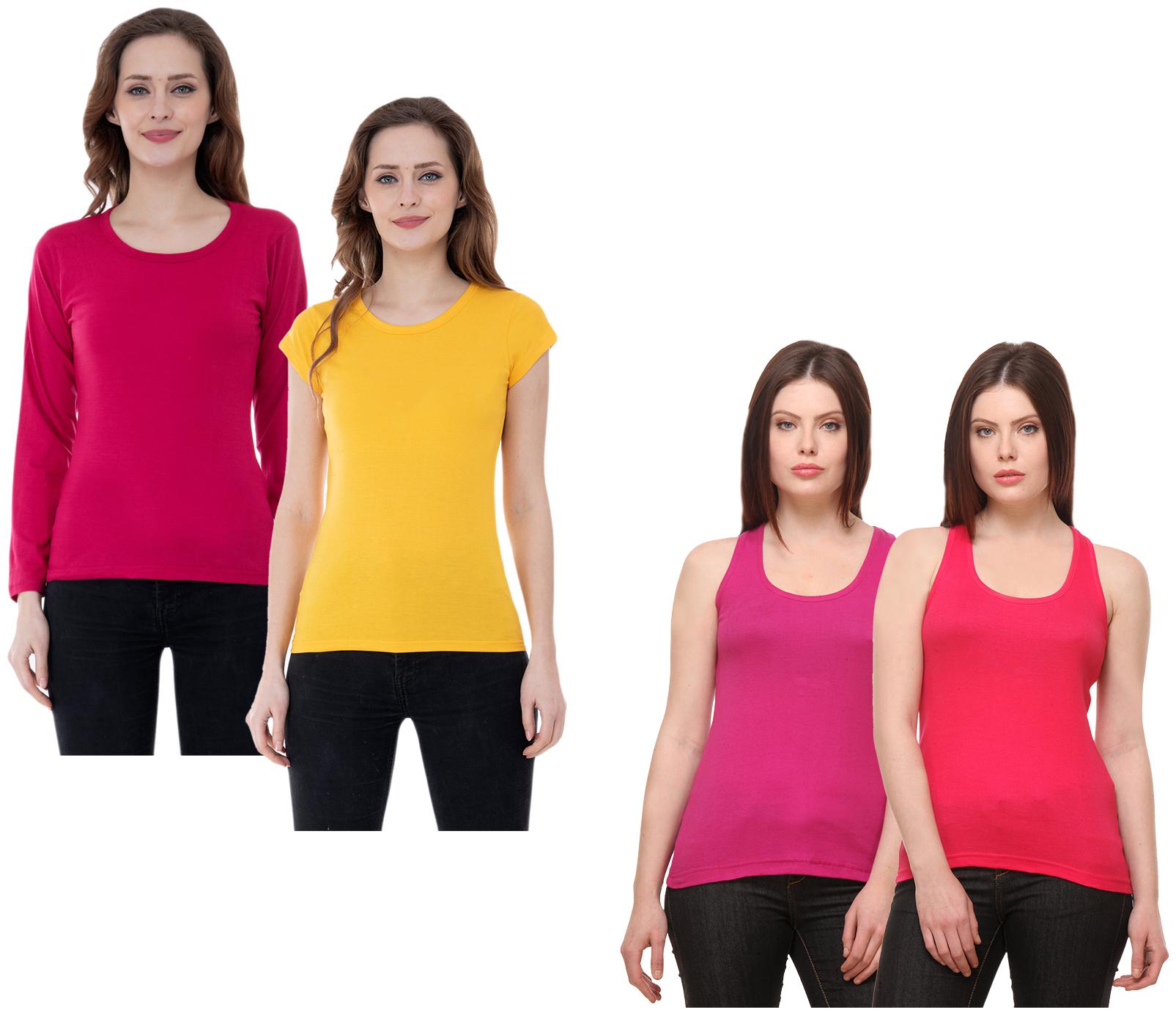 

Indiweaves Women Multi Regular fit Round neck Cotton Tank top