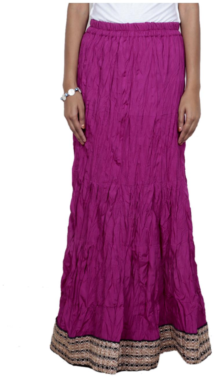 

IndiWeaves Women Cambric Cotton Pink Full Length Skirt