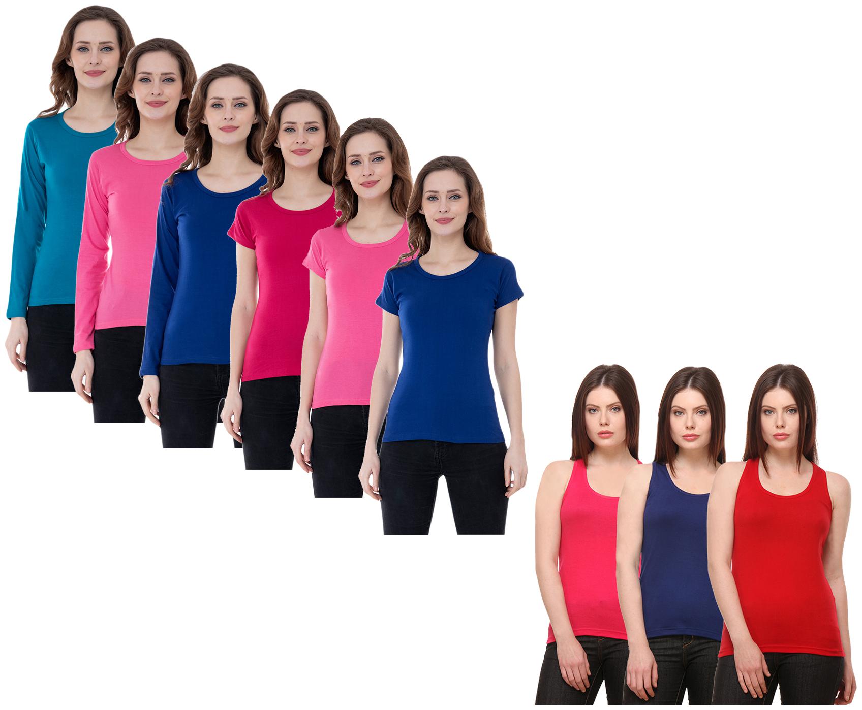 

Indiweaves Women Multi Regular fit Round neck Cotton Tank top