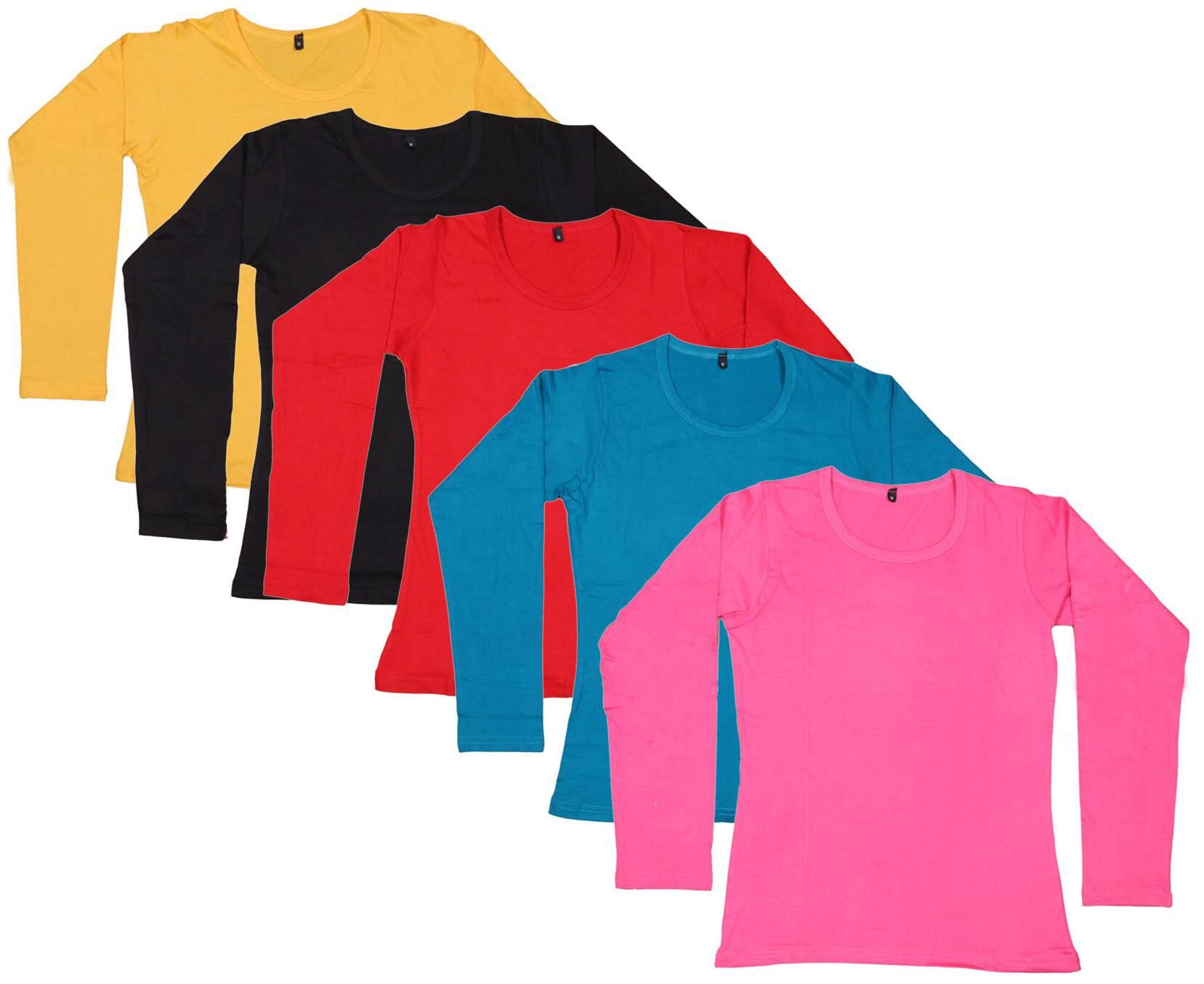 

Indiweaves Women Multi Regular fit Round neck Cotton T shirt