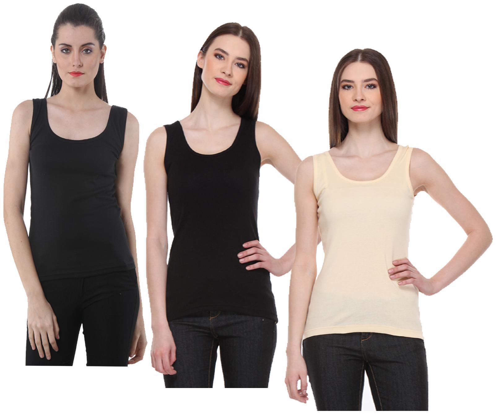 

Indiweaves Women Multi Regular fit U neck Cotton Tank top