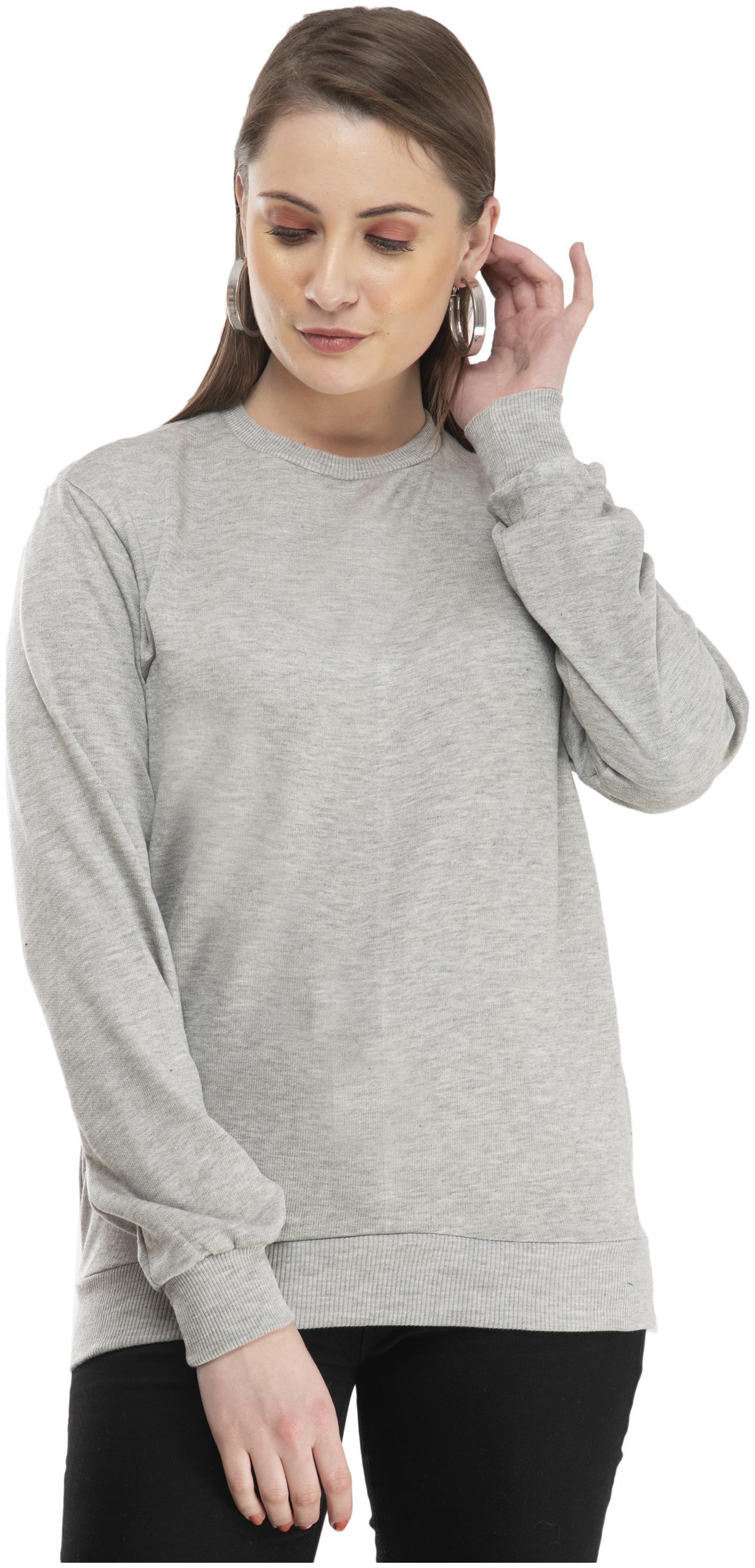 

Indiweaves Women Solid Sweatshirt - Grey
