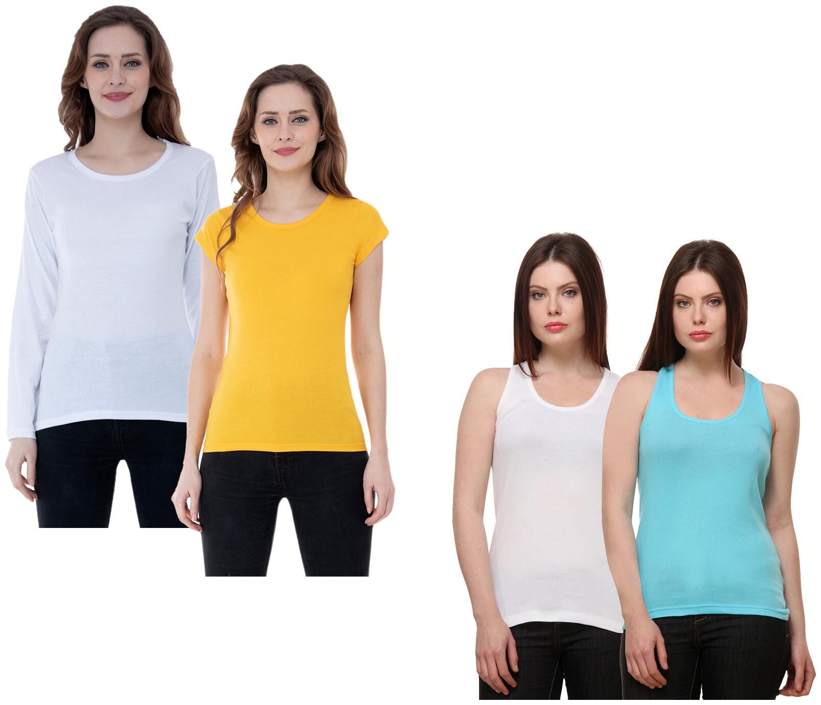 

Indiweaves Women Multi Regular fit Round neck Cotton Tank top