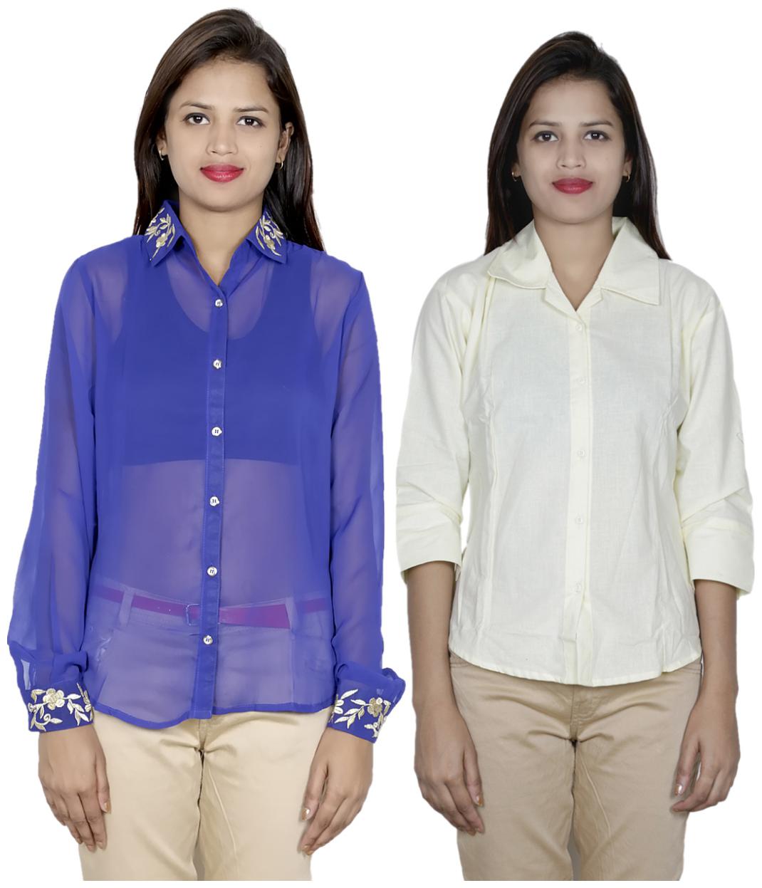 

Indiweaves Women Multi Embroidered Regular Fit Shirt
