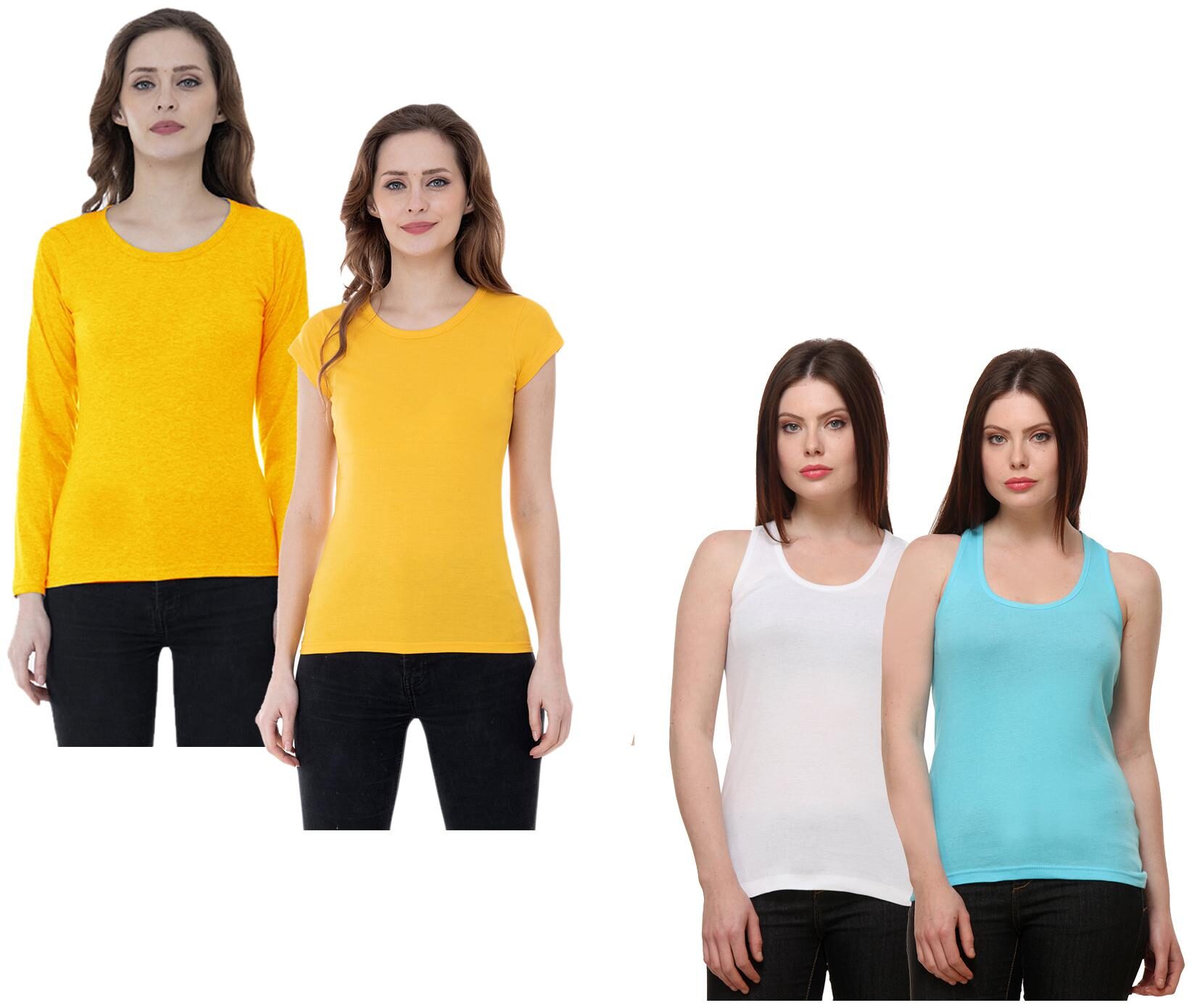 

Indiweaves Women Multi Regular fit Round neck Cotton Tank top