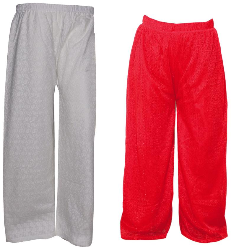 

IndiWeaves Womens 1 Full Chikan Work Pallazo and 1 Solid Palazzo Combo Pack (Pack of 2 Palazo)