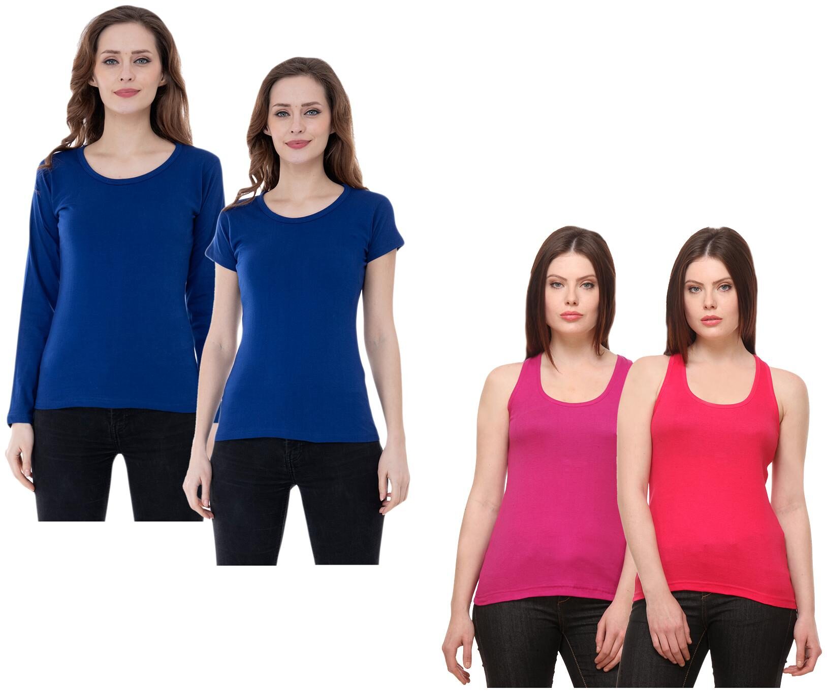 

Indiweaves Women Multi Regular fit Round neck Cotton Tank top
