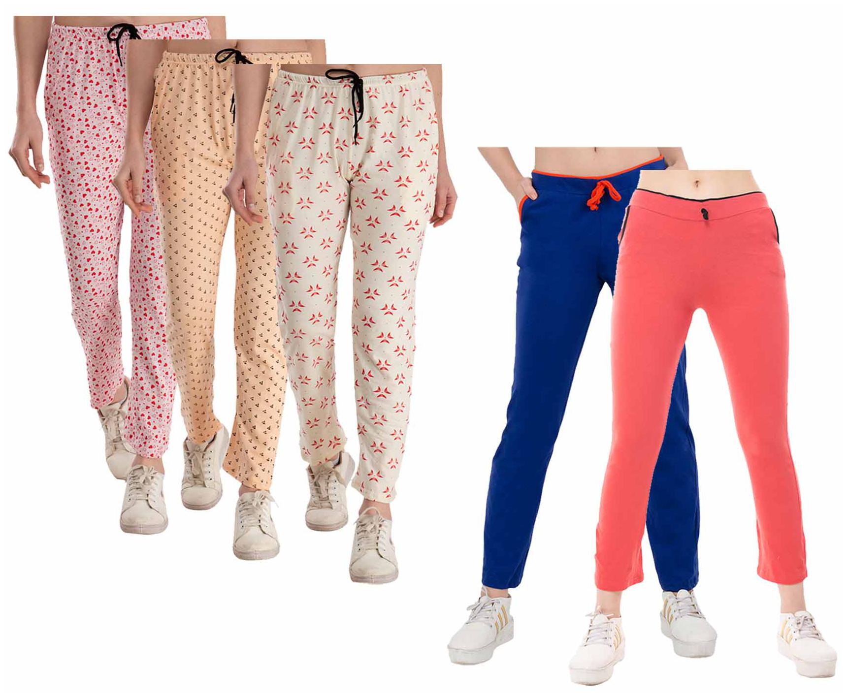 

Indiweaves Women Regular fit Cotton Printed Track pants - Multi