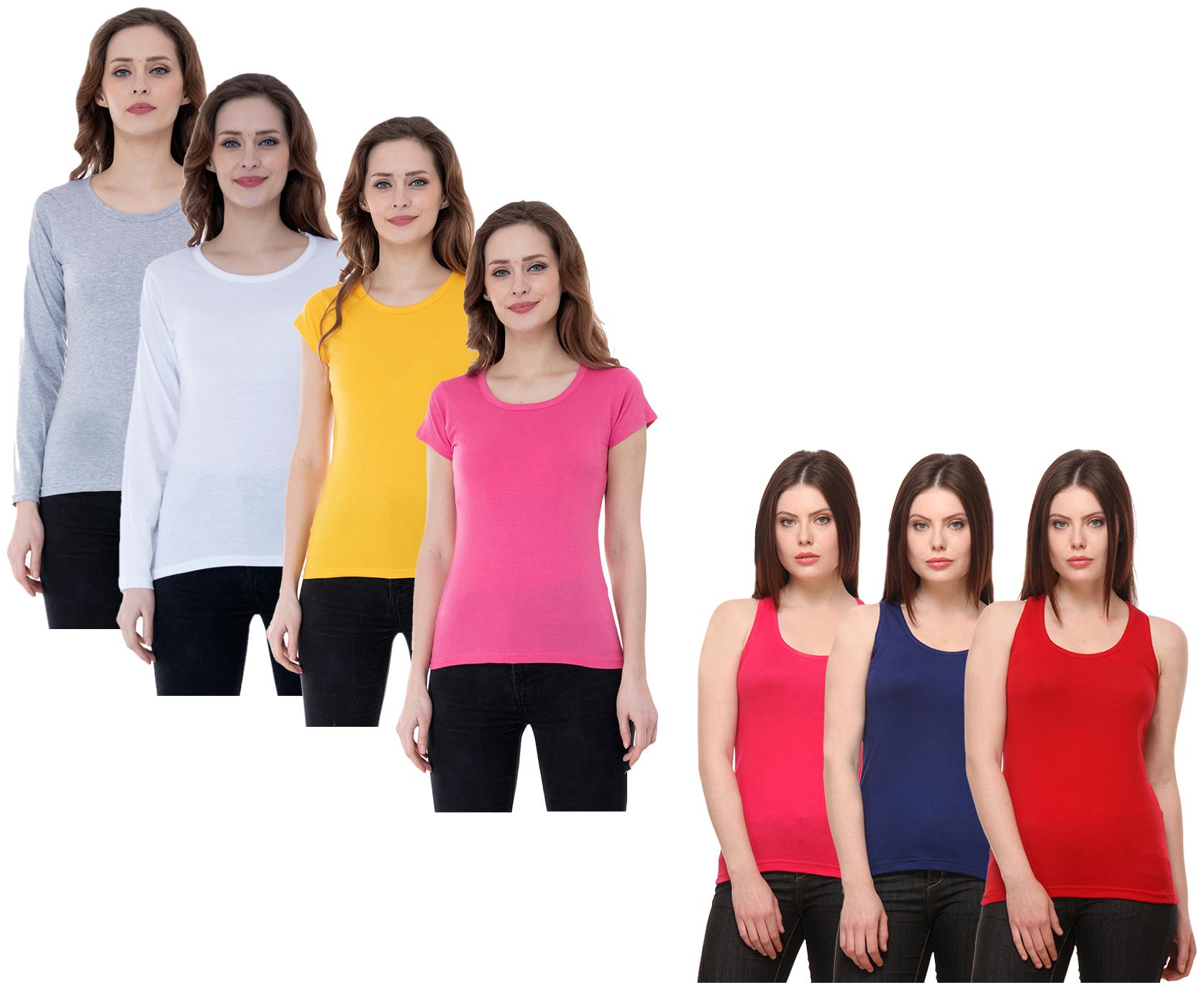 

Indiweaves Women Multi Regular fit Round neck Cotton Tank top
