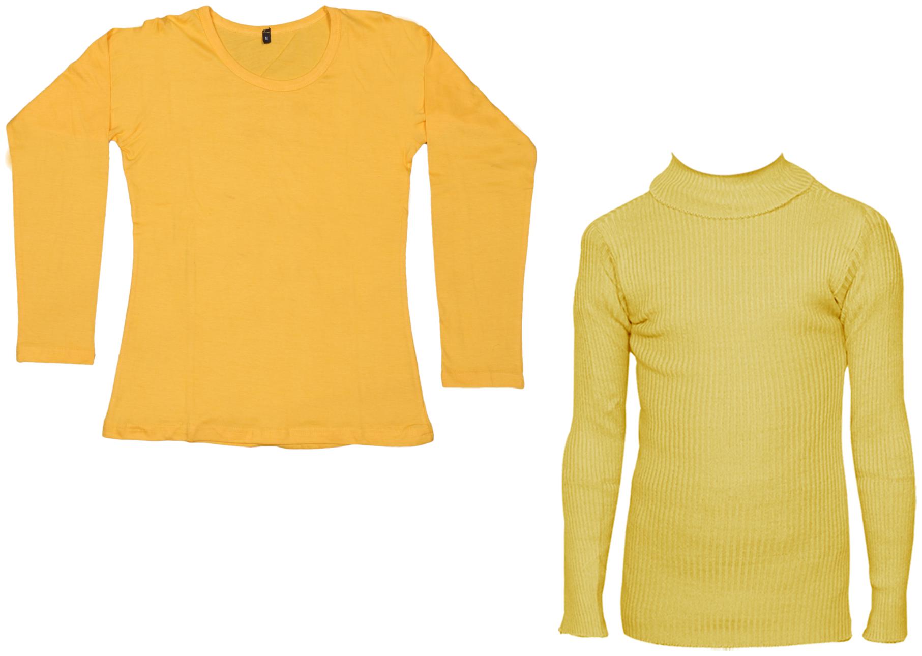 

Indiweaves Women Yellow Regular fit Round neck Cotton T shirt