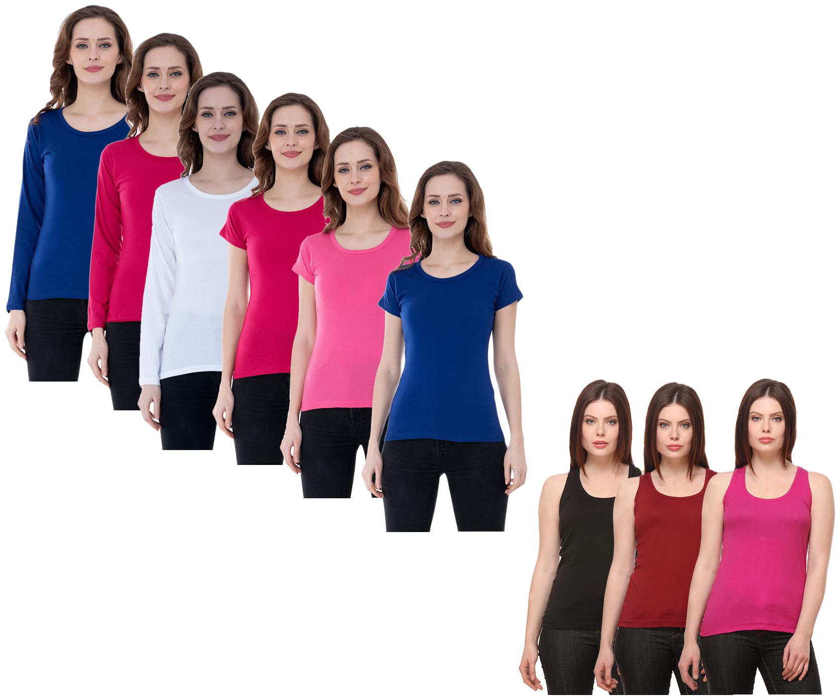 

Indiweaves Women Multi Regular fit Round neck Cotton Tank top