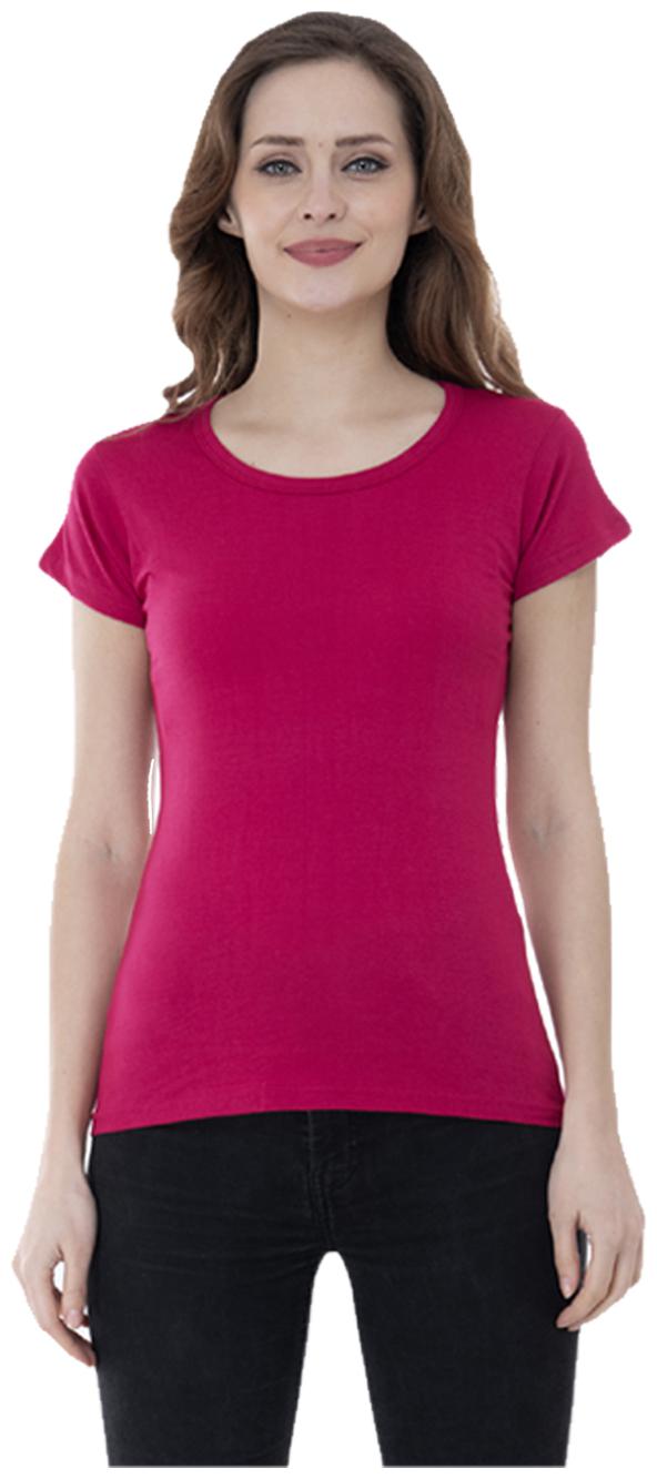 

Indiweaves Women Pink Regular fit Round neck Cotton T shirt