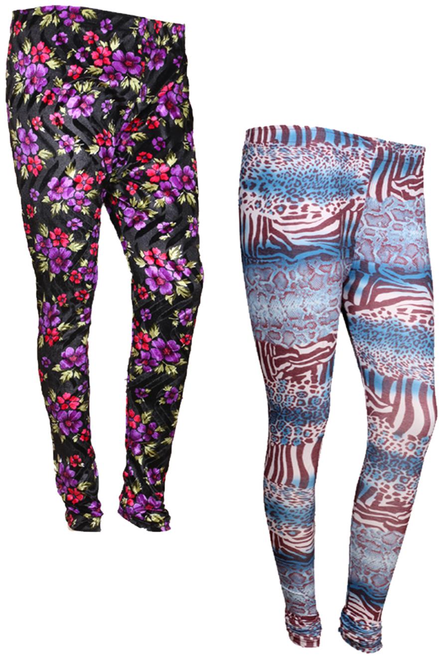 

IndiWeaves Women Cotton Printed Legging and Velvet Printed Leggings (Pack of 2)