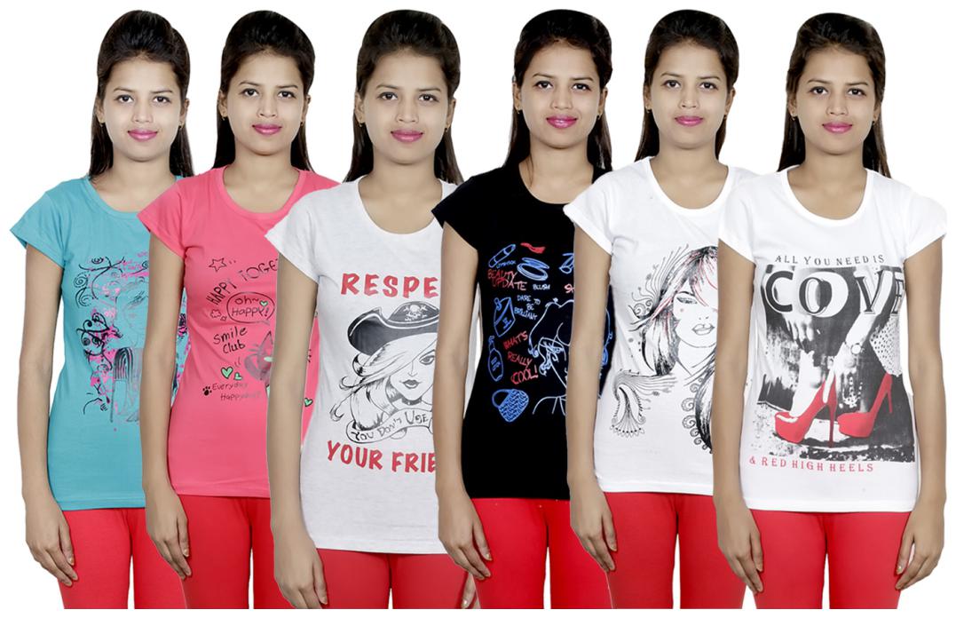 

IndiWeaves Women Cotton Printed T-Shirt ( Set of- 6)