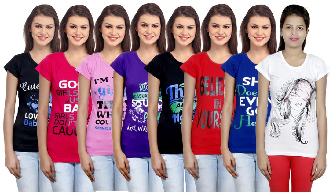 

IndiWeaves Women Cotton Printed T-Shirt ( Set of- 8)