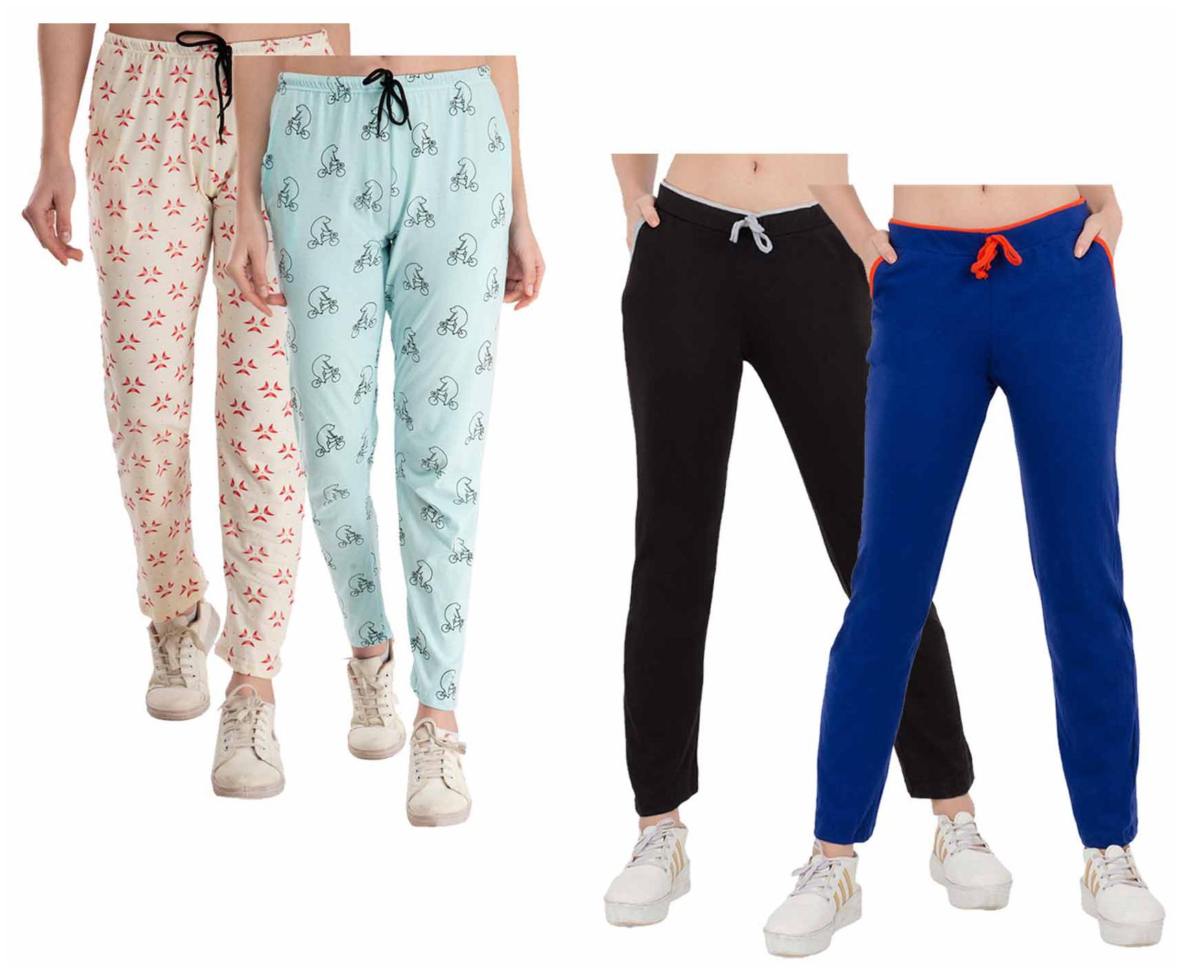 

Indiweaves Women Regular fit Cotton Printed Track pants - Multi
