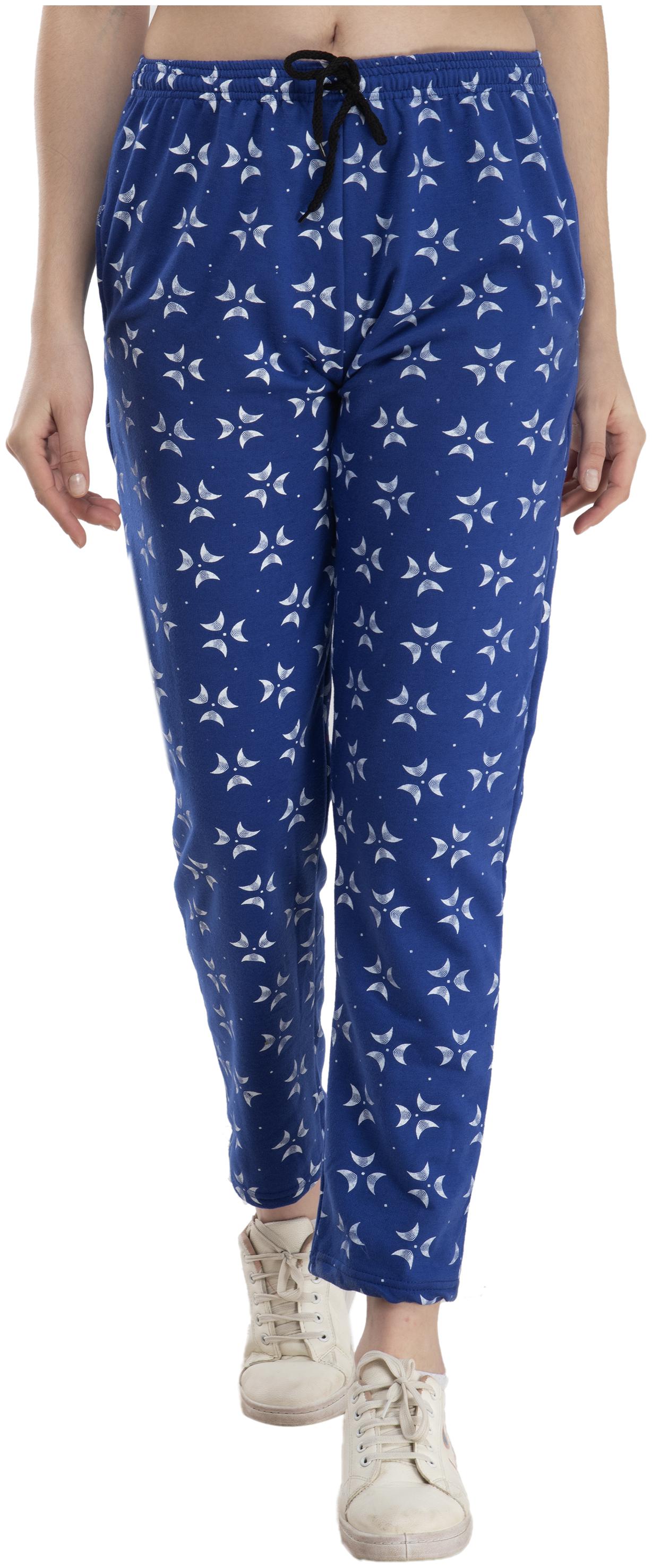 

Indiweaves Women Regular fit Fleece Printed Track pants - Blue