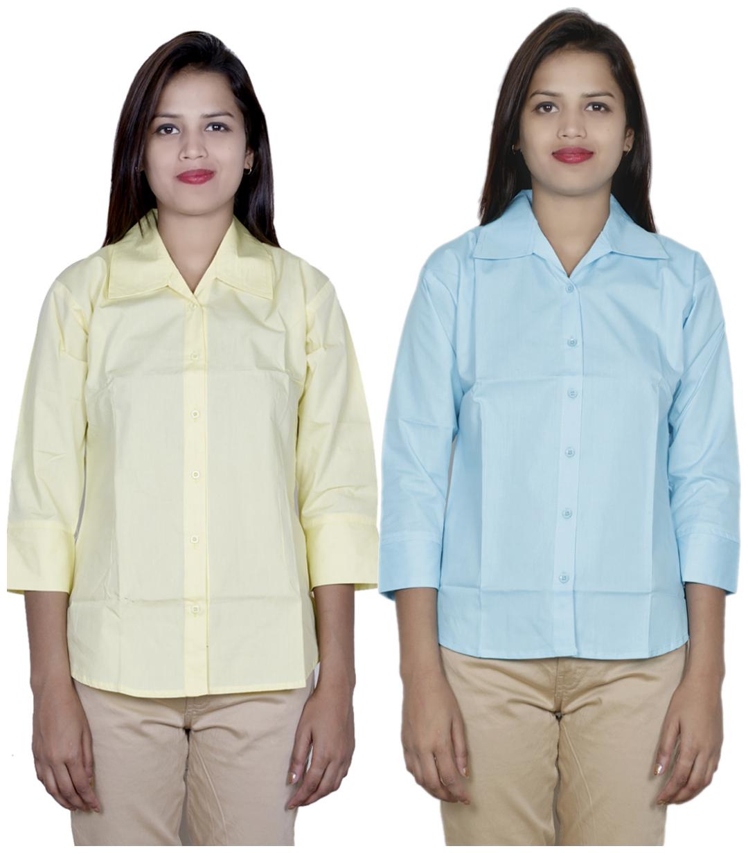 

Indiweaves Women Yellow Solid Regular Fit Shirt