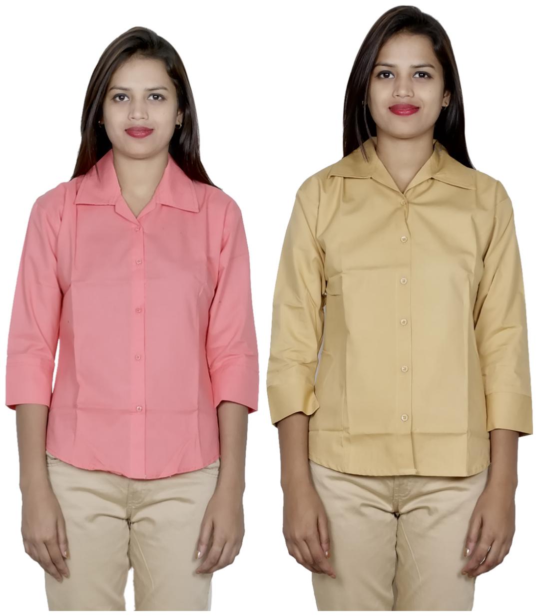 

Indiweaves Women Orange Solid Regular Fit Shirt