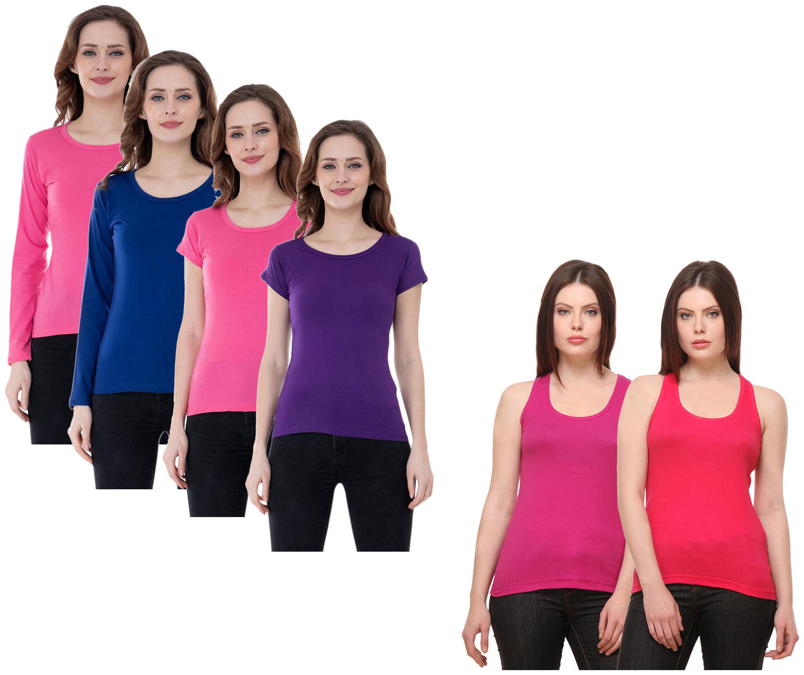 

Indiweaves Women Multi Regular fit Round neck Cotton Tank top