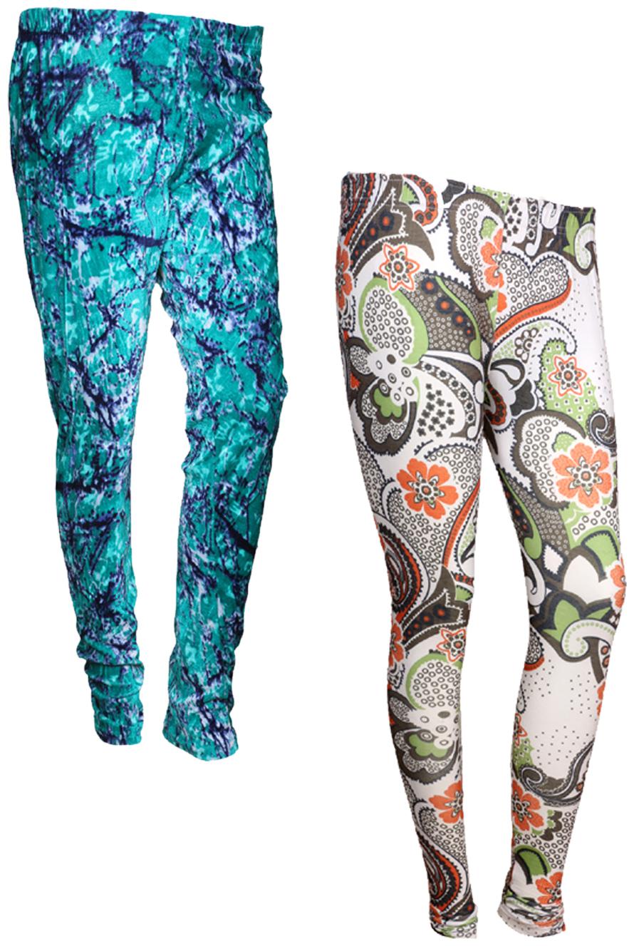 

IndiWeaves Women Cotton Printed Legging and Velvet Printed Leggings (Pack of 2)