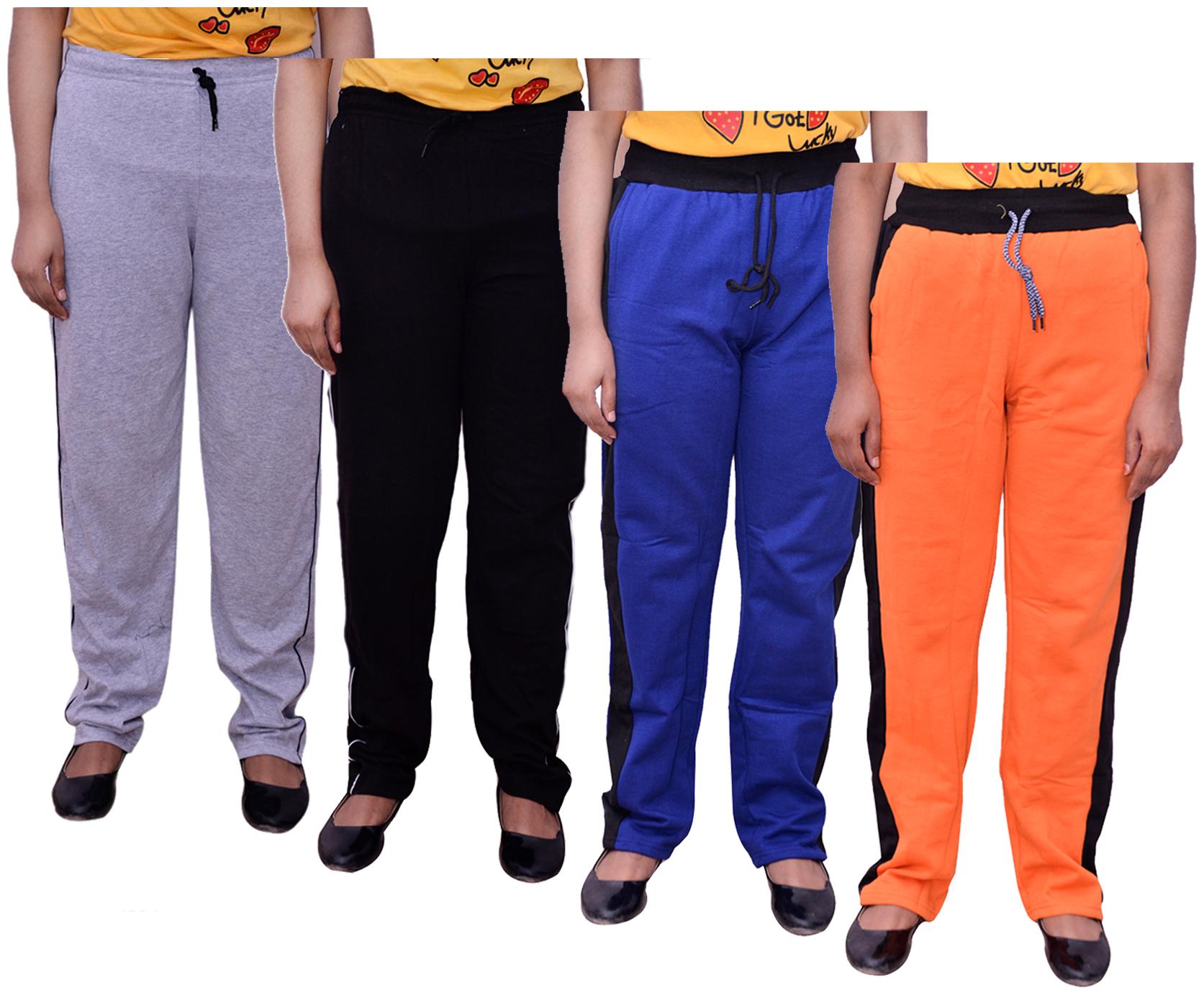 

Indiweaves Women Regular fit Cotton Solid Track pants - Multi