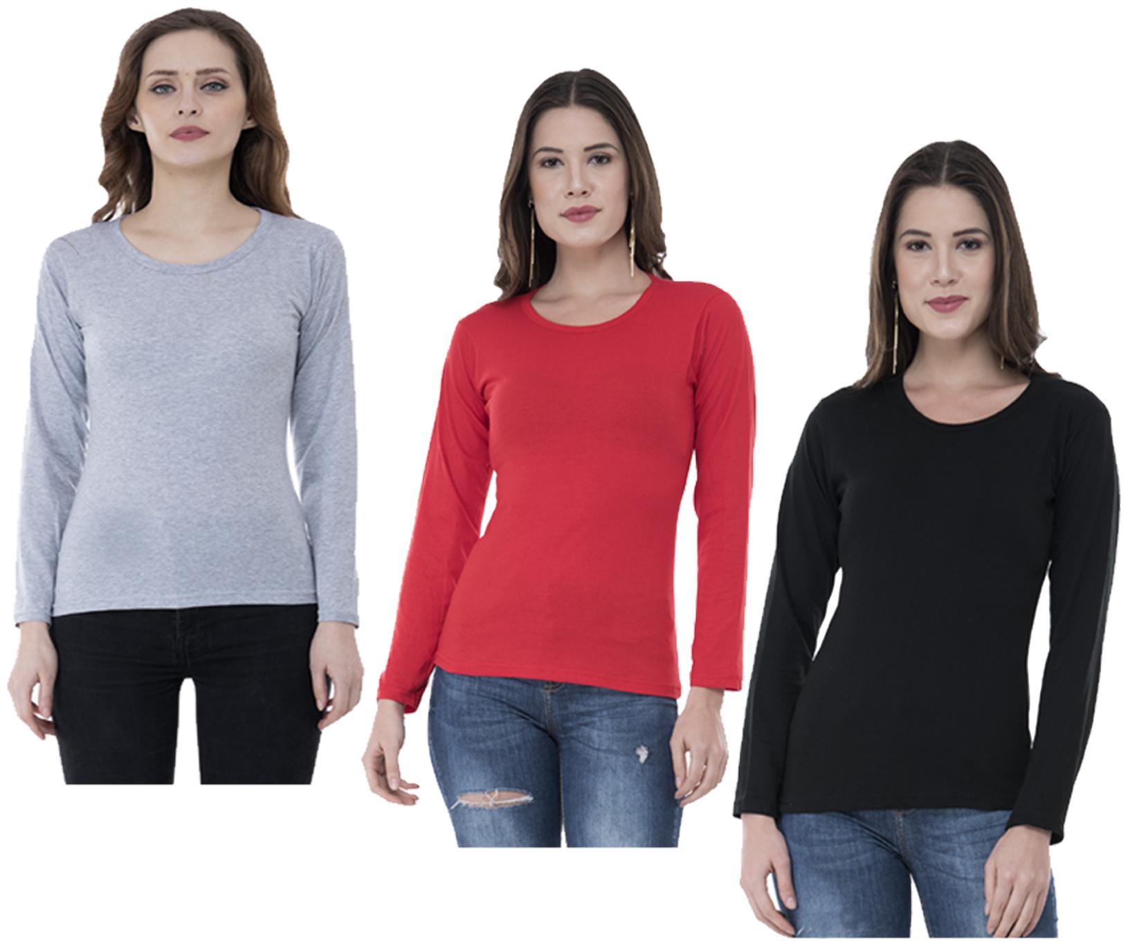 

Indiweaves Women Multi Regular fit Round neck Cotton T shirt