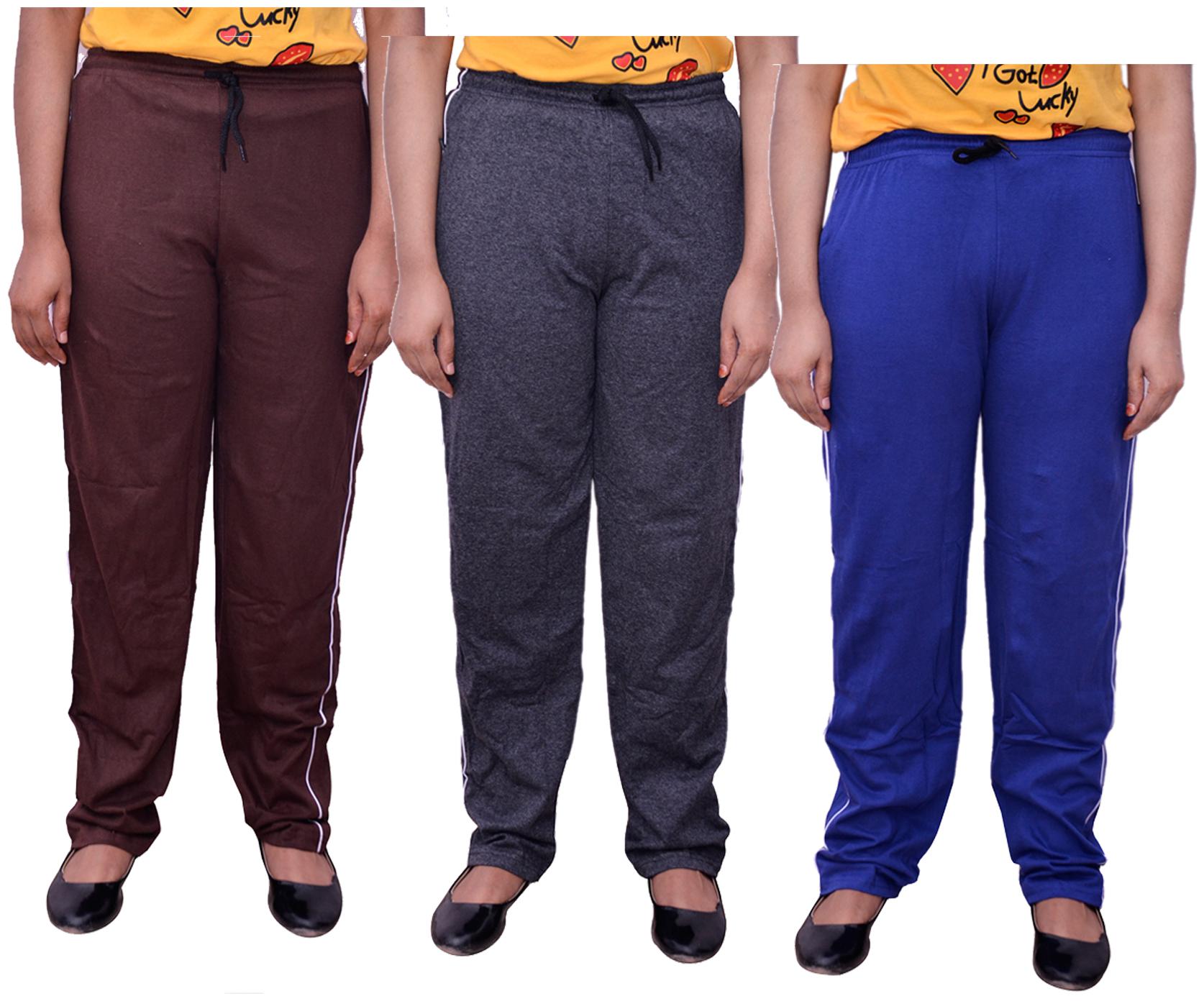 

Indiweaves Women Regular fit Cotton Solid Track pants - Multi