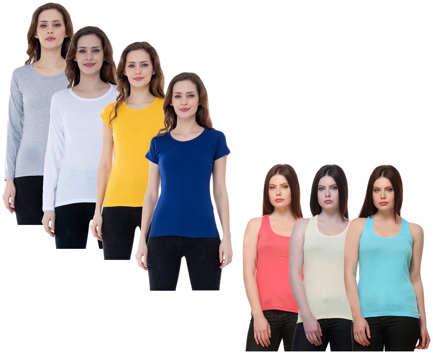 

Indiweaves Women Multi Regular fit Round neck Cotton Tank top