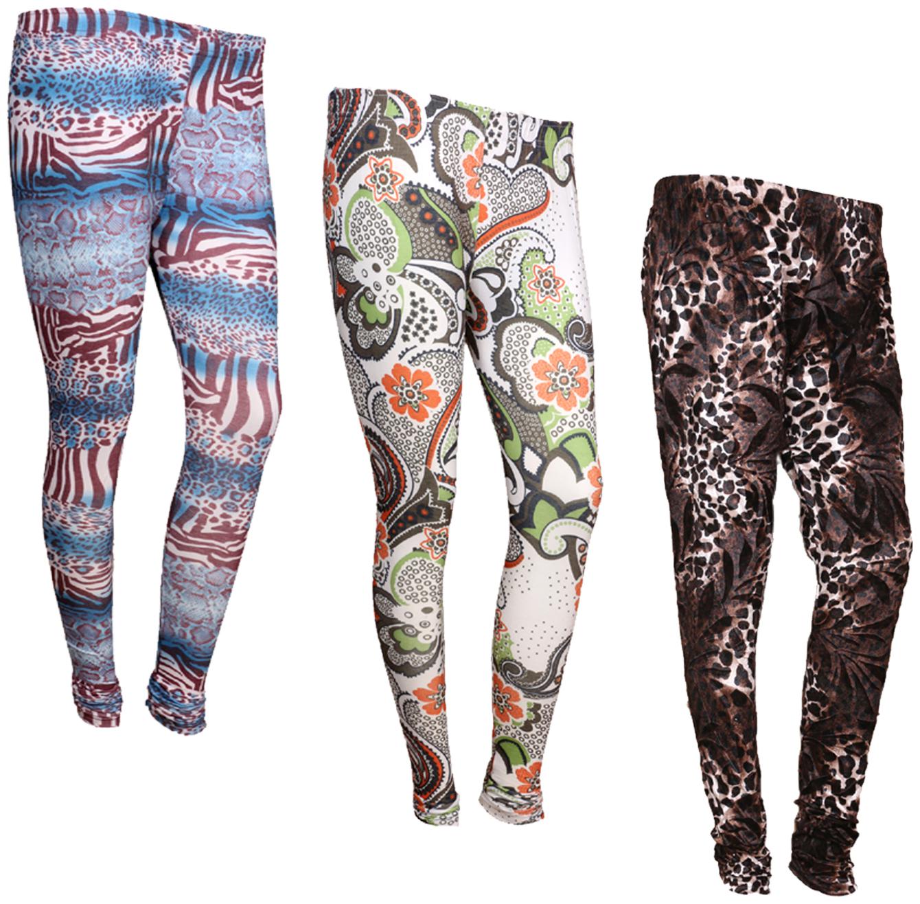 

IndiWeaves Women Cotton Printed Legging and Velvet Printed Leggings (Pack of 3)