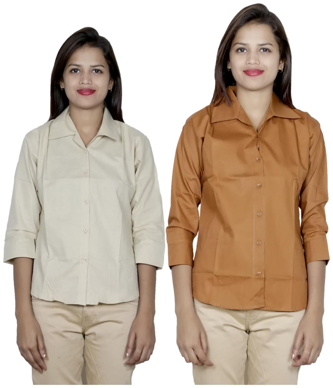 

Indiweaves Women Beige Solid Regular Fit Shirt