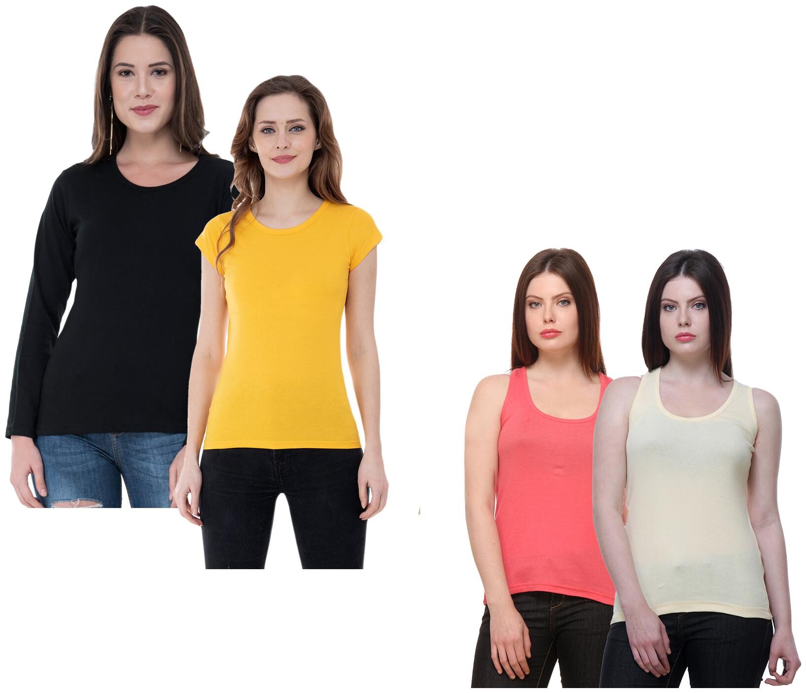 

Indiweaves Women Multi Regular fit Round neck Cotton Tank top