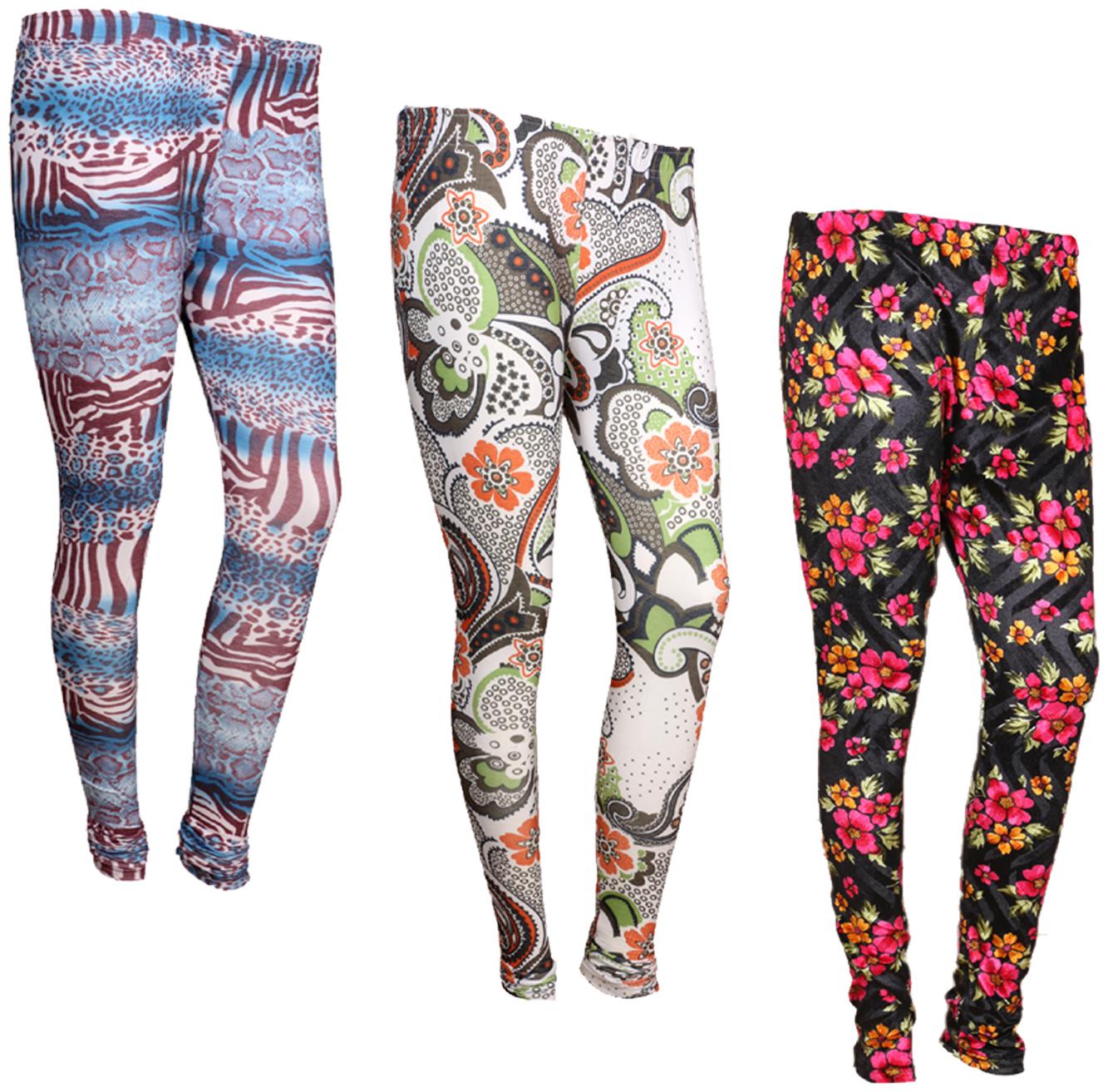 

IndiWeaves Women Cotton Printed Legging and Velvet Printed Leggings (Pack of 3)