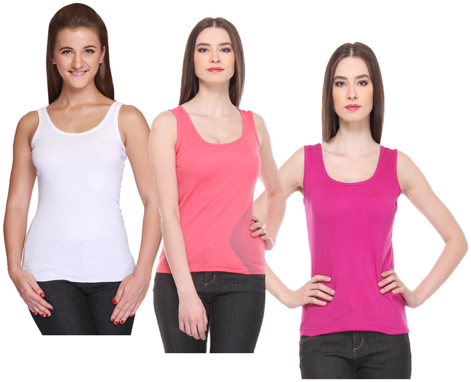 

Indiweaves Women Multi Regular fit U neck Cotton Tank top