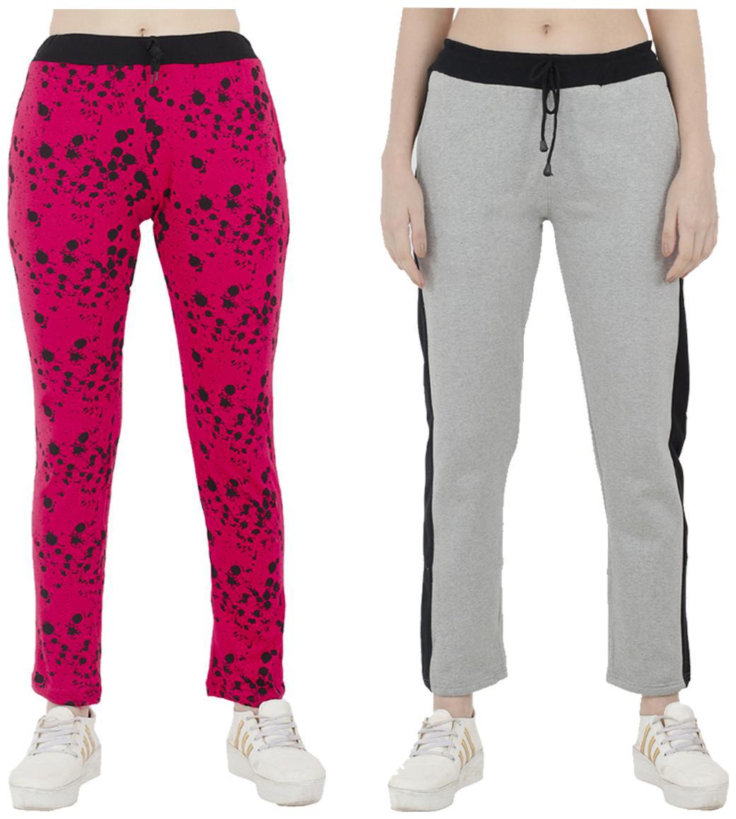 

Indiweaves Women Regular fit Polyester Printed Track pants - Grey