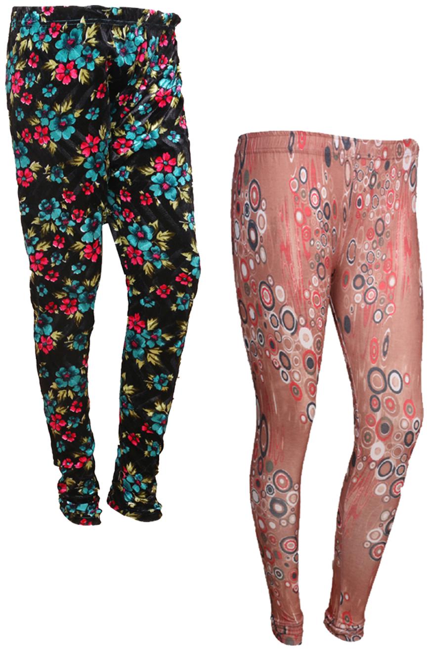 

IndiWeaves Women Cotton Printed Legging and Velvet Printed Leggings (Pack of 2)