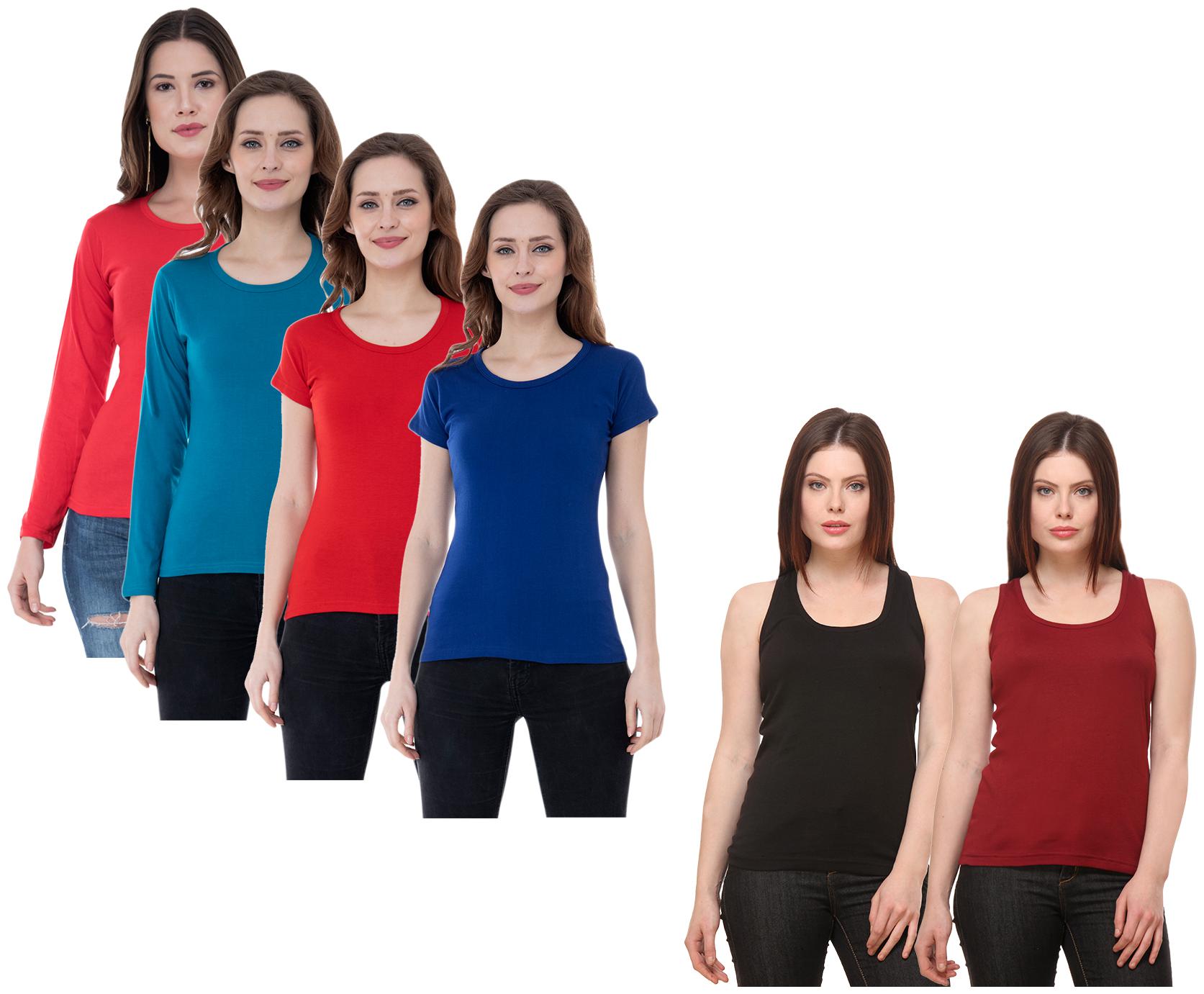 

Indiweaves Women Multi Regular fit Round neck Cotton Tank top