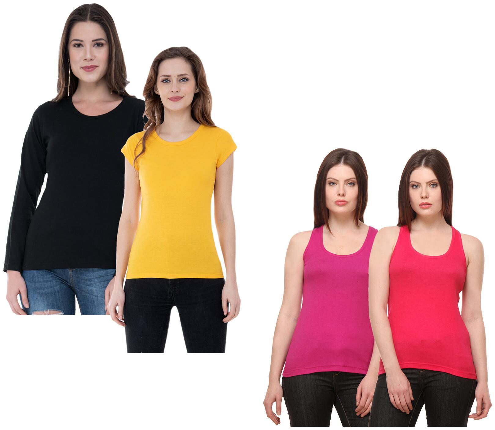 

Indiweaves Women Multi Regular fit Round neck Cotton Tank top